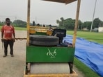 Pitch roller in the cricket training academy in IMT Manesar where an eight-year-old boy was killed after being crushed