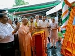 Uttar Pradesh chief minister Yogi Adityanath in Gorakhpur on Saturday. (HT PHOTO)