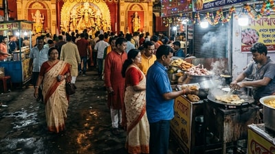 মণ্ডপের ভিতরে আমিষ খাবার খাওয়া যাবে না, স্পষ্ট করল বিশ্ব হিন্দু পরিষদ। (ছবিটি প্রতীকী, সৌজন্যে ন্যানো ব্যানানা দিয়ে তৈরি)