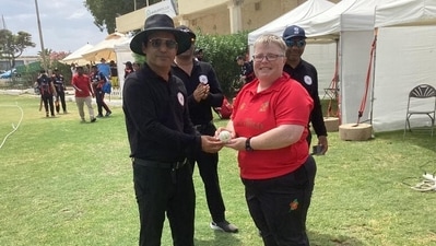 Joanne Hicks became the oldest cricketer with a five-fer in international cricket. (X Images) Joanne Hicks became the oldest cricketer with a five-fer in international cricket. (X Images)