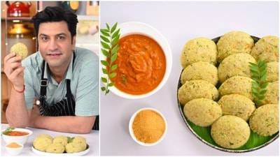 Here's how to make chef Kunal Kapur's moong dal idli + roasted tomato chutney. (Pics: Kunal Kapur) Here's how to make chef Kunal Kapur's moong dal idli + roasted tomato chutney. (Pics: Kunal Kapur)