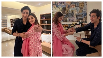 Ahaan Panday and Ananya Panday celebrate Raksha Bandhan together. Ahaan Panday and Ananya Panday celebrate Raksha Bandhan together.