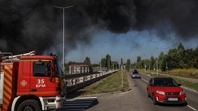 A Russian drone struck Kyiv on Saturday. (REUTERS)