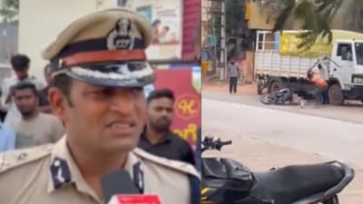 A video of the incident has gone viral on social media, showing a man lying on a road as two persons attack him with sharp weapons. (X/PTI, X/ Shobha Karadlaje) A video of the incident has gone viral on social media, showing a man lying on a road as two persons attack him with sharp weapons. (X/PTI, X/ Shobha Karadlaje)