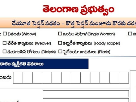 చేయూత పింఛన్ల దరఖాస్తు ఫారమ్