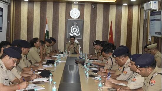 The meeting was attended by joint commissioners of police Aparna Kumar (crime) and Bablu Kumar (law and order), besides DCPs, additional DCPs and ACPs from all zones. (Sourced)