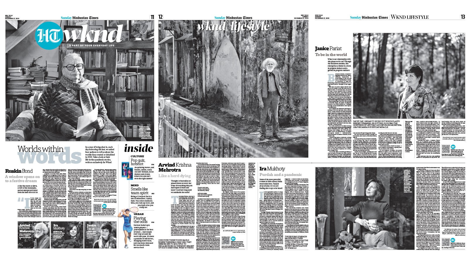 Worlds within words: Ruskin Bond, Arvind Krishna Mehrotra, Ira Mukhoty and Janice Pariat write for Wknd, on life in the pandemic (HT)