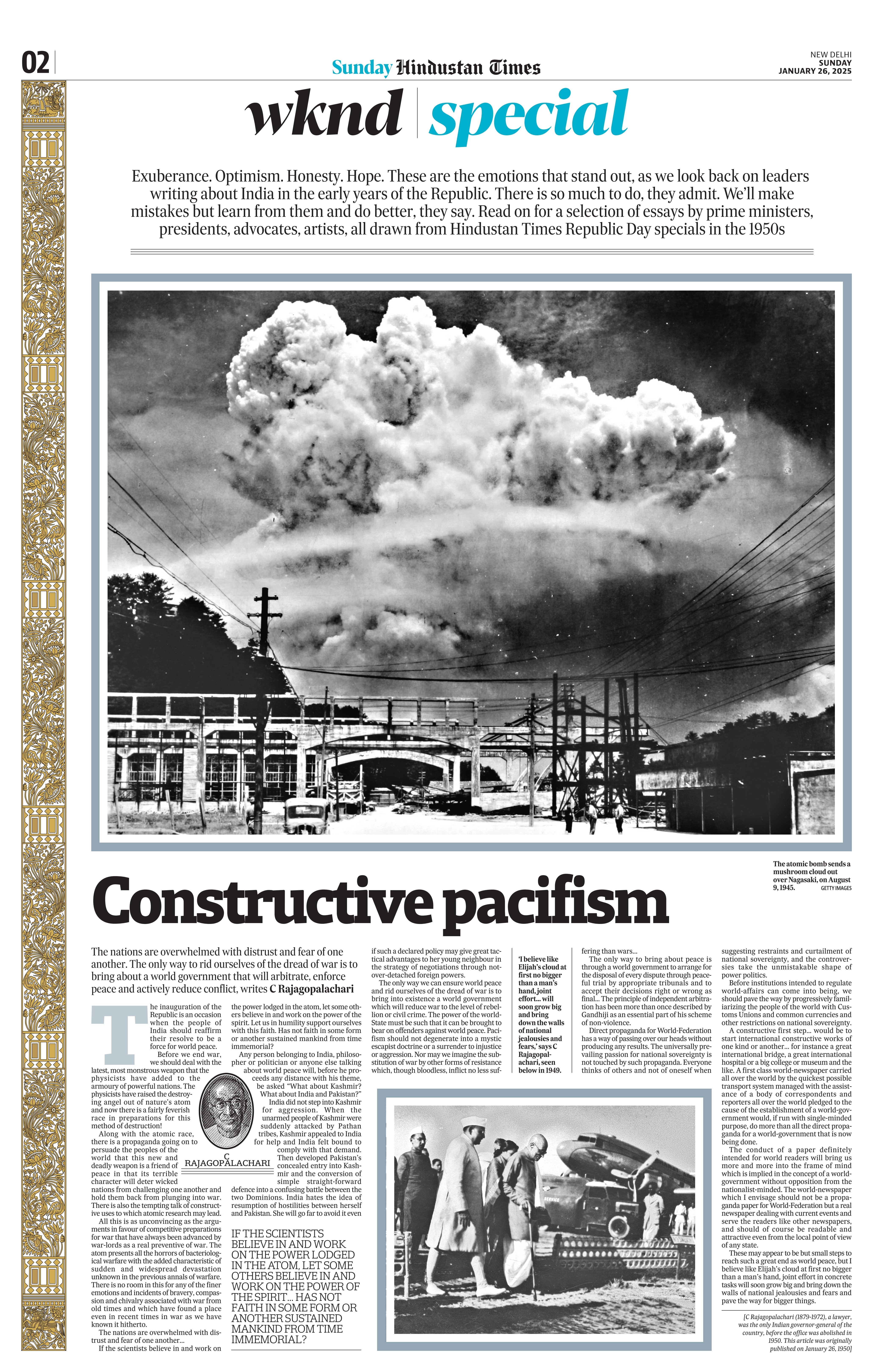 'Constructive pacifism' by C Rajagopalachari (HT) 'Constructive pacifism' by C Rajagopalachari (HT)