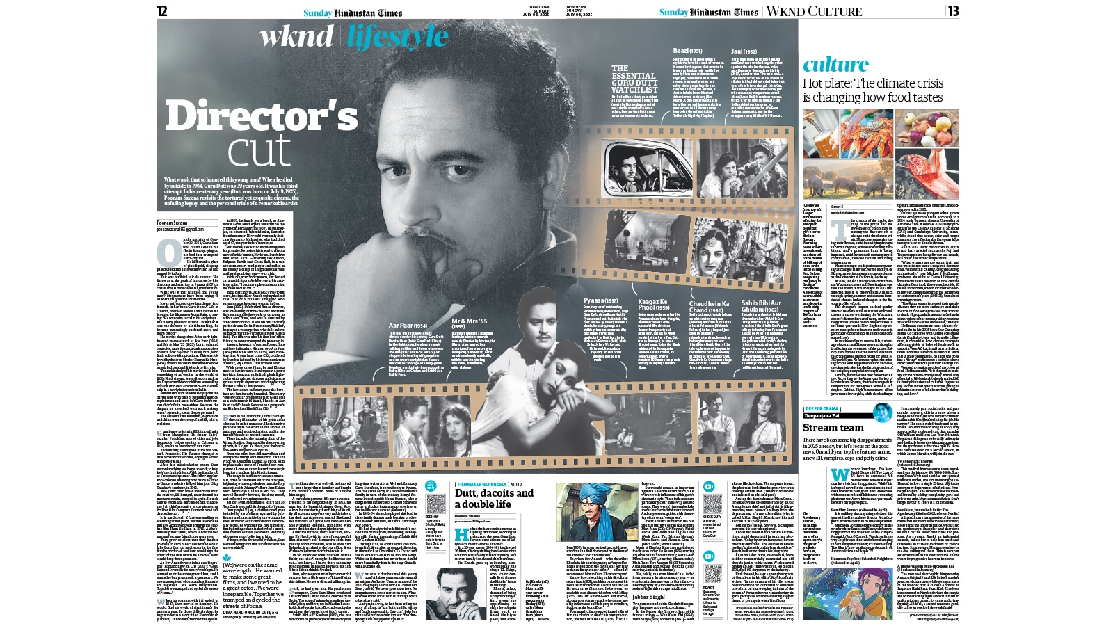 Director’s cut: Guru Dutt at 100; by Poonam Saxena (HT)