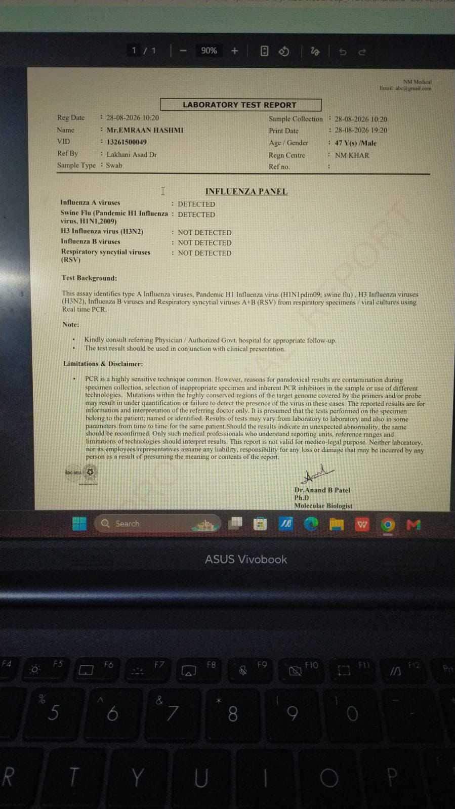 Emraan's medical report. Emraan's medical report.