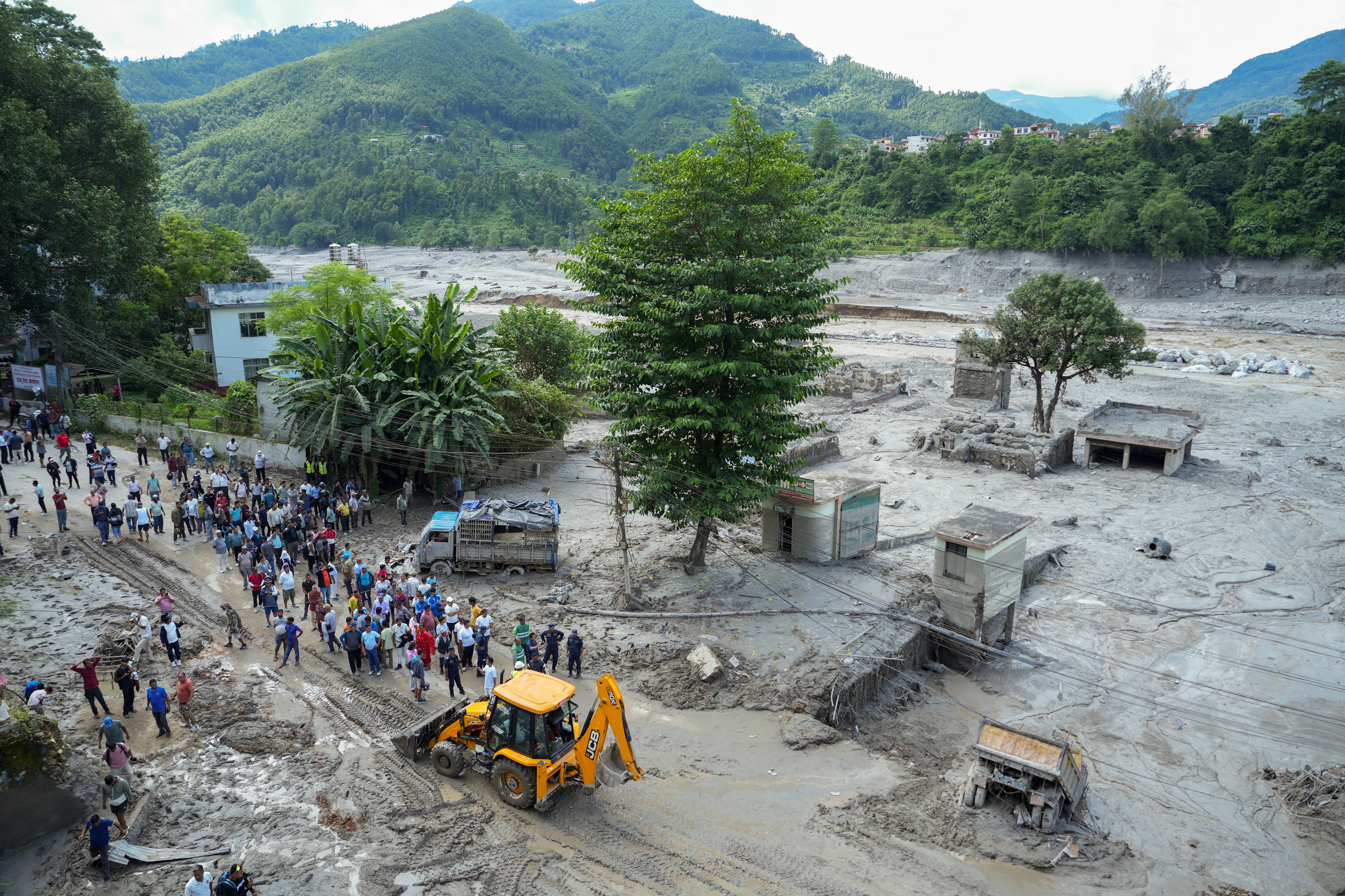 Search and rescue operation underway in the aftermath of the devastating flash flood at Trishuli Dam, in Nuwakot district, Nepal. (File Photo/PTI)