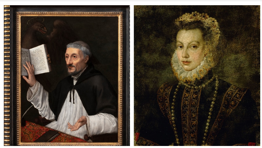 Sofinisba Anguissola (1532 - 1625) is considered the first female master of the Renaissance. Her art was encouraged avidly by her father, a wealthy and ambitious Italian nobleman. Because of the circles in which she moved, she had to limit herself largely to portraits. Above right is her portrait of Queen Isabel of Spain. Art historians say it is her earlier canvases that show signs of what she could have done. Above left is a stellar example. Portrait of a Canon Regular (1552) shows a clergyman mid-lecture, hand resting on an open Bible as an eagle rises behind him, reinforcing his spiritual authority. Note the gentle brushstrokes that cause paint to resemble flesh. (Wikimedia) Sofinisba Anguissola (1532 - 1625) is considered the first female master of the Renaissance. Her art was encouraged avidly by her father, a wealthy and ambitious Italian nobleman. Because of the circles in which she moved, she had to limit herself largely to portraits. Above right is her portrait of Queen Isabel of Spain. Art historians say it is her earlier canvases that show signs of what she could have done. Above left is a stellar example. Portrait of a Canon Regular (1552) shows a clergyman mid-lecture, hand resting on an open Bible as an eagle rises behind him, reinforcing his spiritual authority. Note the gentle brushstrokes that cause paint to resemble flesh. (Wikimedia)