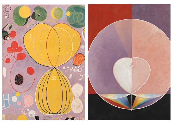 The Swedish artist Hilma af Klint (1862-1944) is now regarded as a predecessor to pioneers of abstract art such as Wassily Kandinsky and Piet Mondrian. In her lifetime, her abstracts were considered so radical, she asked that they be hidden for 20 years after her death. When they finally began to be shown outside Sweden, the timeline of Modernism had to be revised. Nearly half a century on, however, she is still left off lists and out of exhibitions. (Above left) Adulthood; (above right) Colombe. (Hilma af Klint Foundation) The Swedish artist Hilma af Klint (1862-1944) is now regarded as a predecessor to pioneers of abstract art such as Wassily Kandinsky and Piet Mondrian. In her lifetime, her abstracts were considered so radical, she asked that they be hidden for 20 years after her death. When they finally began to be shown outside Sweden, the timeline of Modernism had to be revised. Nearly half a century on, however, she is still left off lists and out of exhibitions. (Above left) Adulthood; (above right) Colombe. (Hilma af Klint Foundation)