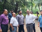 Additional municipal commissioner (Special) Omprakash Divate inspected the garden on Friday under the guidance of municipal commissioner Naval Kishore Ram. (HT PHOTO)