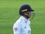 England's captain Joe Root reacts after losing his wicket.