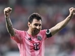 Lionel Messi celebrates a goal in the MLS.