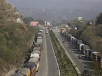 Giving the district-wise breakup of the projects, the Union minister said that Kathua accounts for 24 road projects covering 128.925 km, with a sanctioned cost of approximately  <span class='webrupee'>₹</span>307.12 crore (HT File)