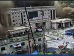 Screen recordings of surveillance camera footage reportedly show destruction caused by flash flooding at the Gyirong Port in Tibet.