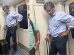 Javagal Srinath in a metro coach. Javagal Srinath in a metro coach.