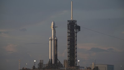 NASA's Nancy Grace Roman Space Telescope, encapsulated in a protective payload fairing atop a SpaceX Falcon Heavy rocket, is seen at sunrise, Saturday, Aug. 29, 2026, at Launch Complex 39A at NASA's Kennedy Space Center in Florida. (Joel Kowsky/NASA via AP) (NASA via AP) NASA's Nancy Grace Roman Space Telescope, encapsulated in a protective payload fairing atop a SpaceX Falcon Heavy rocket, is seen at sunrise, Saturday, Aug. 29, 2026, at Launch Complex 39A at NASA's Kennedy Space Center in Florida. (Joel Kowsky/NASA via AP) (NASA via AP)