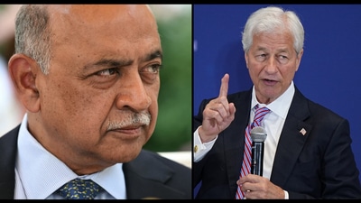 IBM chief Arvind Krishna says meeting etiquette depends on meeting size, while JPMorgan CEO Jamie Dimon continues to push for distraction-free discussions ( (Photo by Mandel NGAN / AFP) and (AP Photo/Matt Rourke)) IBM chief Arvind Krishna says meeting etiquette depends on meeting size, while JPMorgan CEO Jamie Dimon continues to push for distraction-free discussions ( (Photo by Mandel NGAN / AFP) and (AP Photo/Matt Rourke))