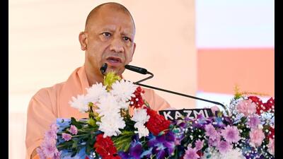 Uttar Pradesh chief minister Yogi Adityanath speaking at a programme in Lucknow on August 30. (HT photo)