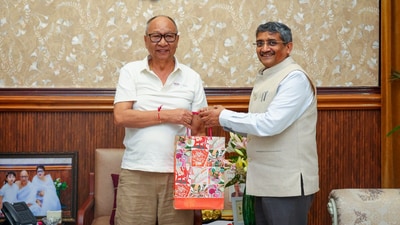 Manipur chief secretary Puneet Goel took charge as the state's top bureaucrat on July 21, 2025. (X/@YKhemchandSingh) Manipur chief secretary Puneet Goel took charge as the state's top bureaucrat on July 21, 2025. (X/@YKhemchandSingh)