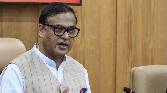 Guwahati: Assam Chief Minister Himanta Biswa Sarma addresses a press conference after a cabinet meeting, in Guwahati, Sunday. (PTI)