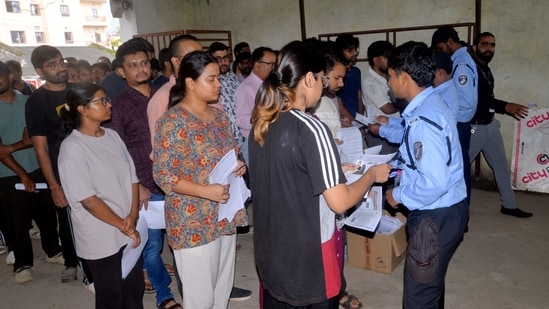 Nearly 300 candidates were scheduled to appear for the examination at the centre.