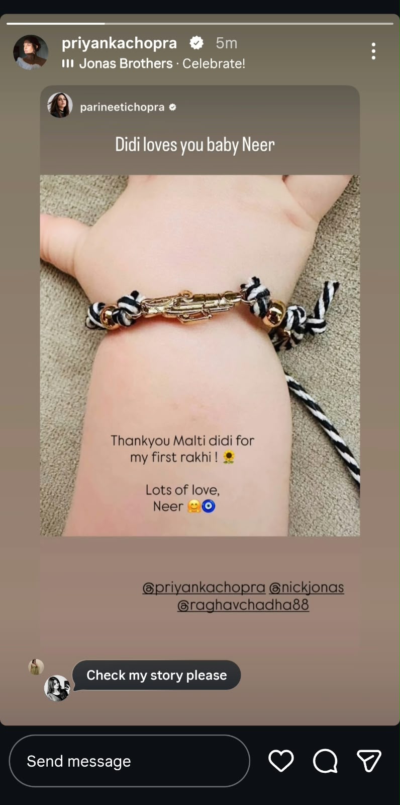 Parineeti Chopra shares picture from Neer's first Rakhi. Parineeti Chopra shares picture from Neer's first Rakhi.
