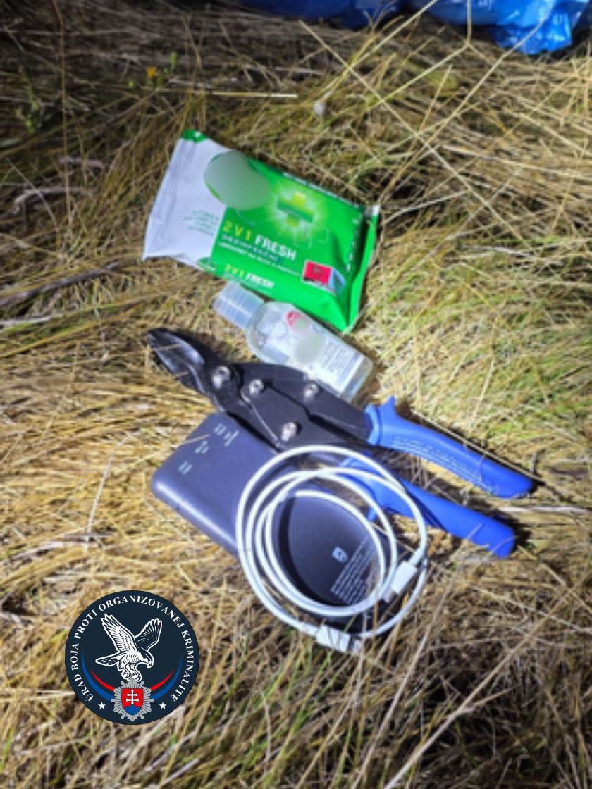 A photo released by Slovak police shows objects used in an attempted attack on a drone factory.
