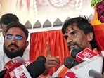 Maratha quota activist Manoj Jarange Patil speaks to media during his protest demanding Kunbi caste certificates for eligible Marathas in Parbhani on Sunday.