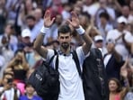 Novak Djokovic of Serbia thanks the fans after his five set loss against Mariano Navone of Argentina during their Men's Singles First Round match on Day One of the 2026 US Open