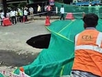 Officials said the damaged road will be repaired only after the pipeline is fully tested to prevent another cave-in at the busy junction. (ANI Video Grab)