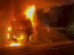 One fire tender from Bhim Nagar fire station was deployed after the driver alerted police and firefighters when smoke began billowing from the engine. (PTI)
