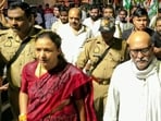 Senior UP Congress leaders taking out a march in Lucknow on August 31. (Sourced)