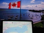 This photo illustration shows a Google map identifying Lake Ontario as "Lake America" in front of a photograph.
