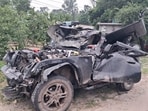 The vehicle was damaged in the accident.