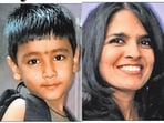 Eyewitnesses alleged that the car was speeding and that Megha Rawal (right) was speaking on her mobile phone when it hit Ayansh.