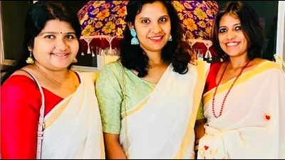 (Left to right) Anjana, Anila, Ann Mary (Left to right) Anjana, Anila, Ann Mary