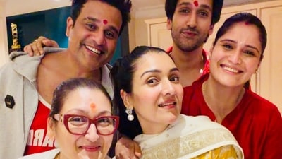 Krushna Abhishek celebrated Raksha Bandhan with Sunita Ahuja and family. Krushna Abhishek celebrated Raksha Bandhan with Sunita Ahuja and family.