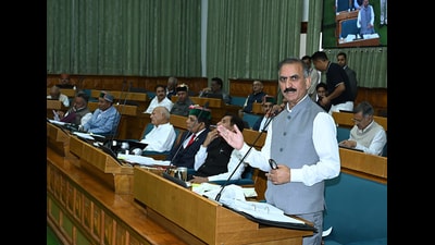 Himachal Pradesh Chief Minister Sukhvinder Singh Sukhu addresses the house during the Monsoon Session of the Himachal Pradesh Vidhan Sabha, in Shimla on Monday. (ANI) Himachal Pradesh Chief Minister Sukhvinder Singh Sukhu addresses the house during the Monsoon Session of the Himachal Pradesh Vidhan Sabha, in Shimla on Monday. (ANI)