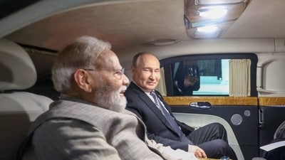 Vladimir Putin had also done the same with PM Modi during his trip to India in December last year. (X/ANI) Vladimir Putin had also done the same with PM Modi during his trip to India in December last year. (X/ANI)