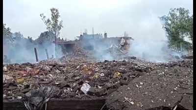 Scene after the explosion in Kaushambi on Monday. (HT Photo)