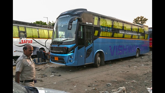 Police said there were no other passengers on the bus at the time. (Sanchit Khanna/Hindustan Times)