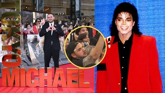 File pix of Michael Jackson and son Prince Jackson during the screening of Michael and (inset) grab from the video of birthday celebrations
