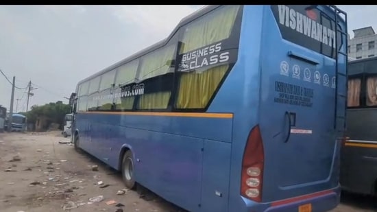 The bus where the alleged gangrape took place in Greater Noida.