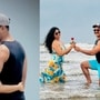 সমুদ্রের মাঝে হাঁটু মুড়ে মনের কথা জানালেন সাহেব, লাজে রাঙা সুস্মিতা! বিয়েটা কবে?