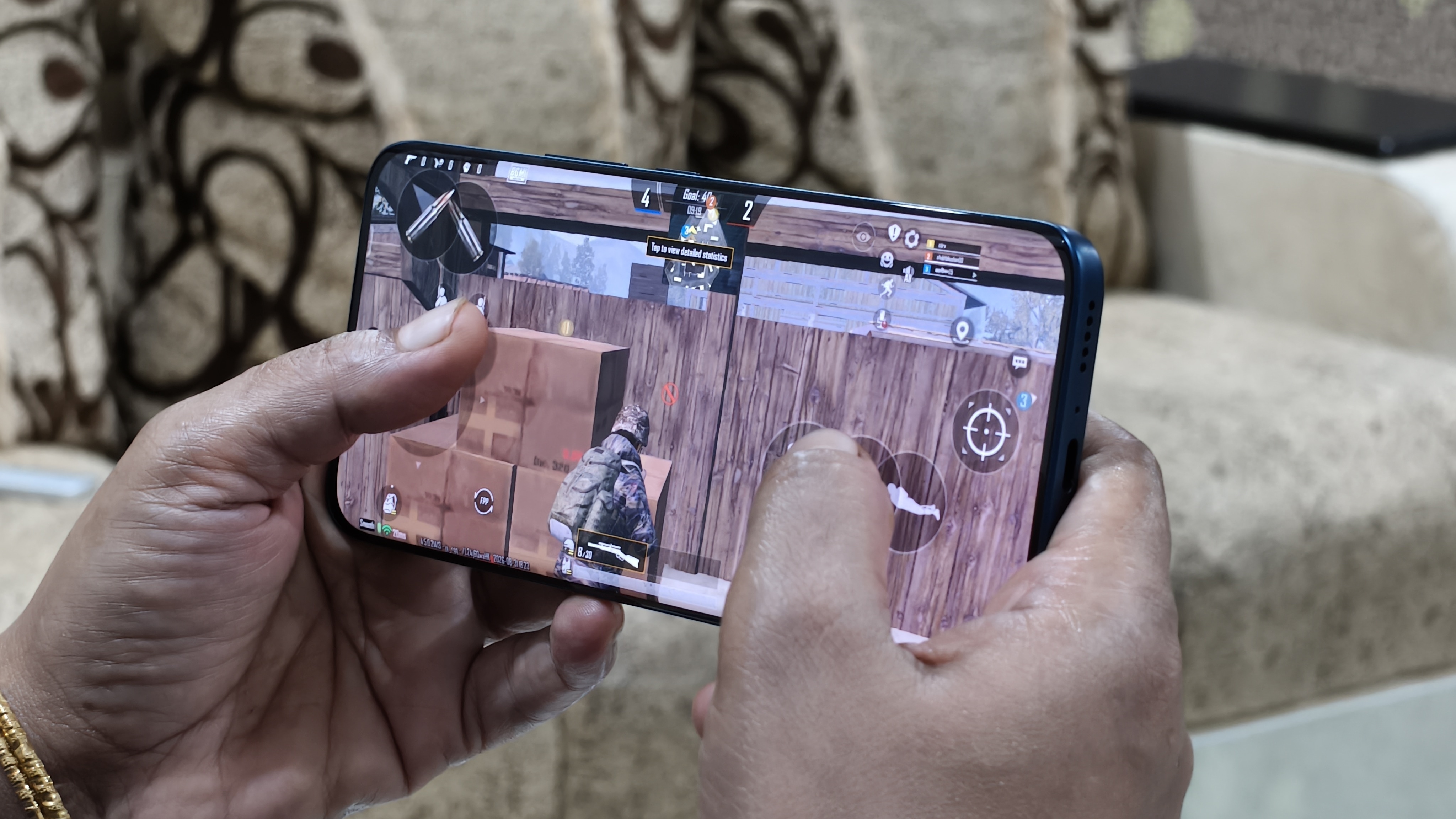 The iQOO Z11 handles BGMI smoothly at 60fps, though its frame-rate ceiling limits the experience. (Shubh Bhushan - Hindustan Times)