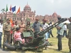 A main attraction was the display of military equipment, weapons and surveillance systems. (Sameer Sehgal/HT)